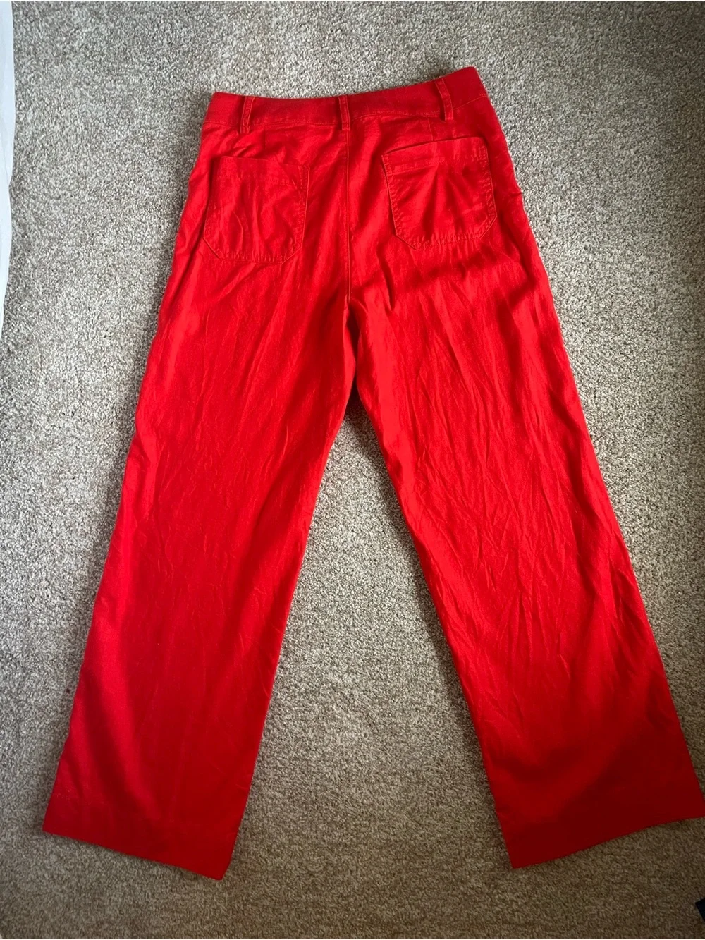 Linen-blend Lizzie Wide Leg Pant - Vibrant Flame, Sz 27